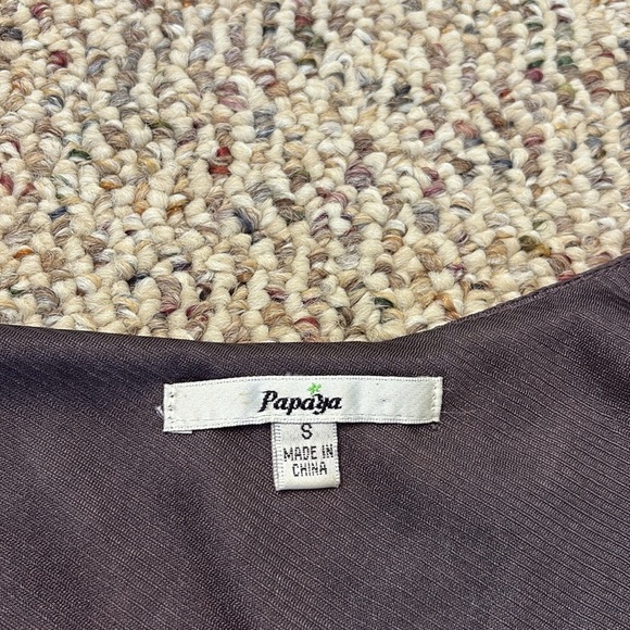 Papaya Purple Plum Asymmetrical One Shoulder Romantic Ruffled Blouse. Small - Picture 4 of 9